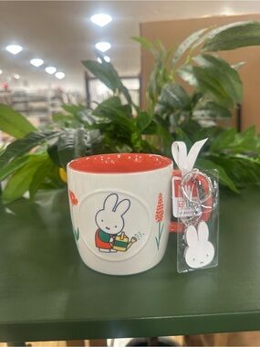 miffy White Mug with Orange Interior and Bunny Keychain
